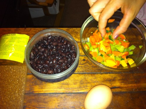 tasting veggies and beans